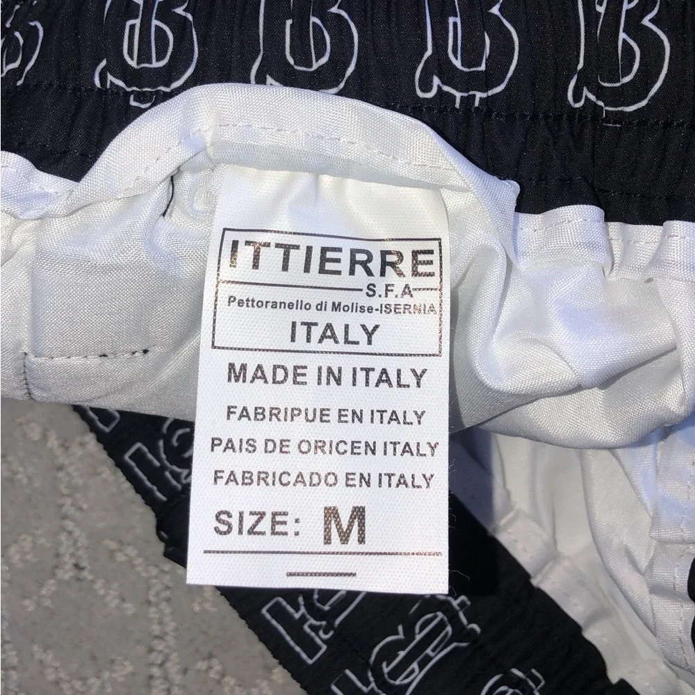 Burberry Black Athletic Shorts with White TB Logo and Gold Crest